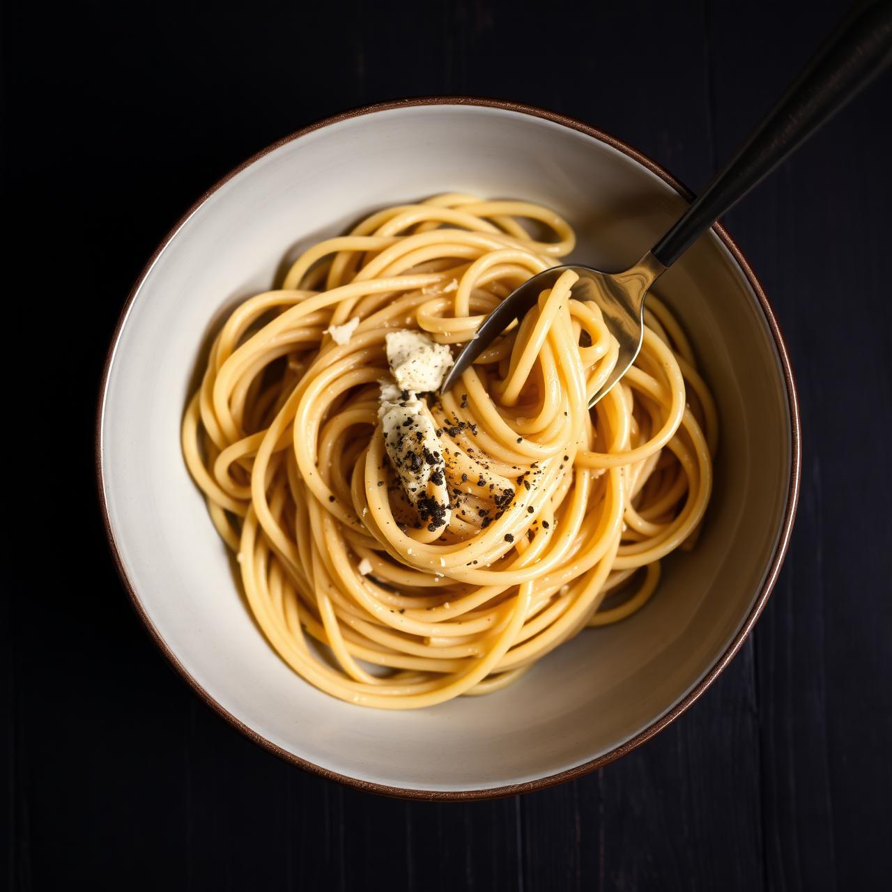 Spaghetti carbonara met pecorino en peper